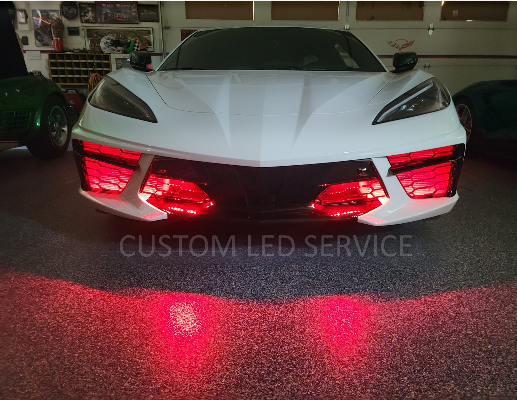 Red Corvette C8 front grill with Custom L.E.D. lighting
